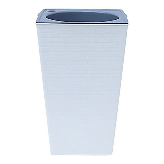 PotforPlant, Square, Plastic Container, Tall Indoor Planter, Decorative Planter, Blue Decor, Brick Embossed, White Exterior, 1 Pc