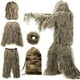 thumbnail image 1 of Traje Ghillie 5 en 1 | Conjunto de ropa de caza con camuflaje 3D (chaqueta, pantalón, capucha y bolsa de transporte) para caza, airsoft y actividades al aire libre, 1 of 5