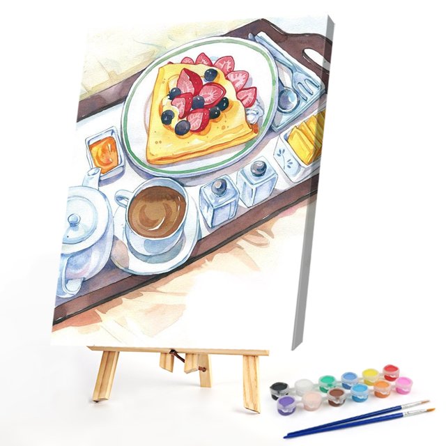 Cuadros Decorativos Snack de dibujos animados pintura al óleo por números DIY cuadro sin marco sobre lienzo (B43) Tmvgtek embutido en tela