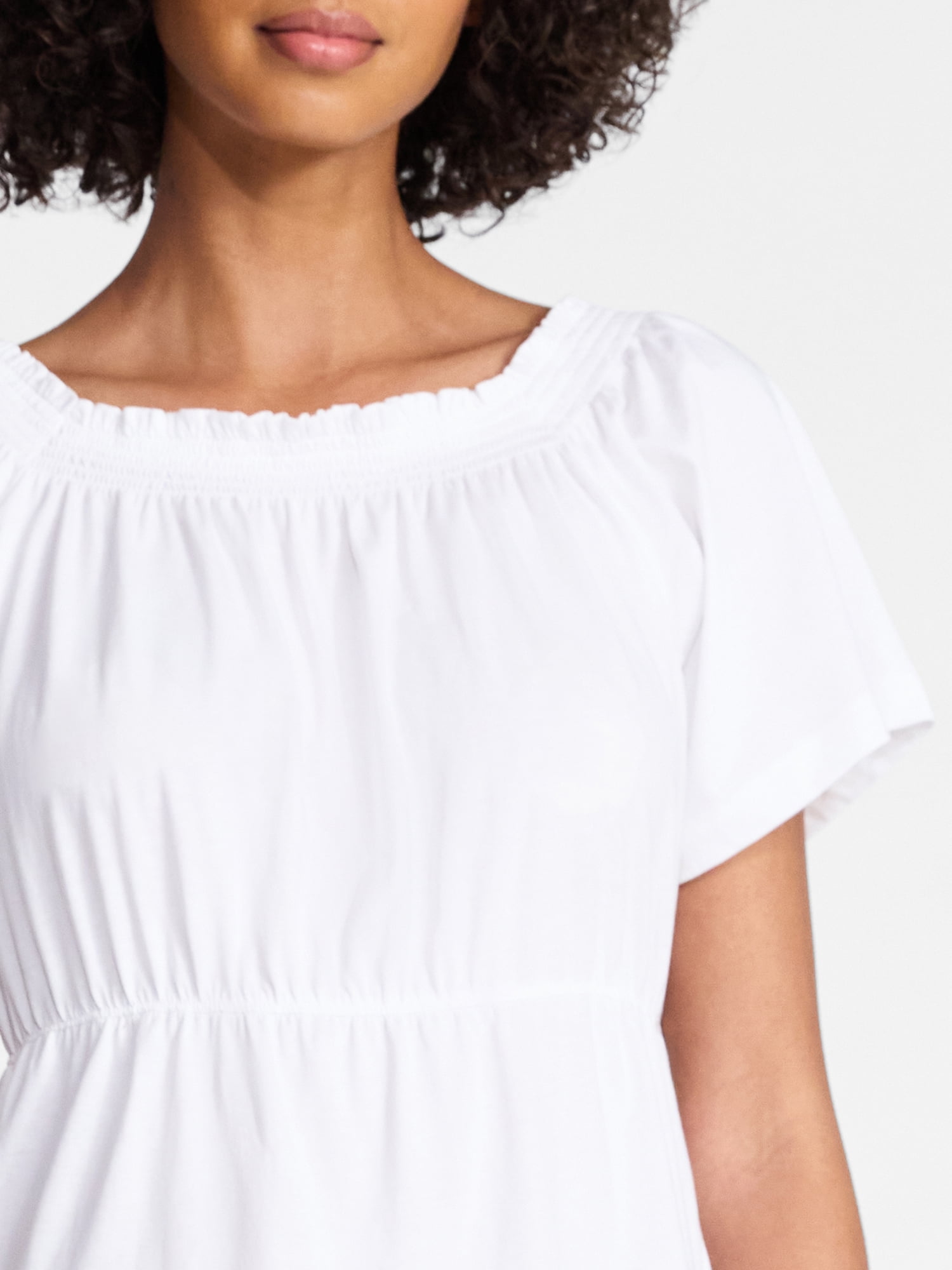 Time and Tru Women's Tiered Cotton Mini Dress with Flutter Sleeves, Sizes XS-XXXL