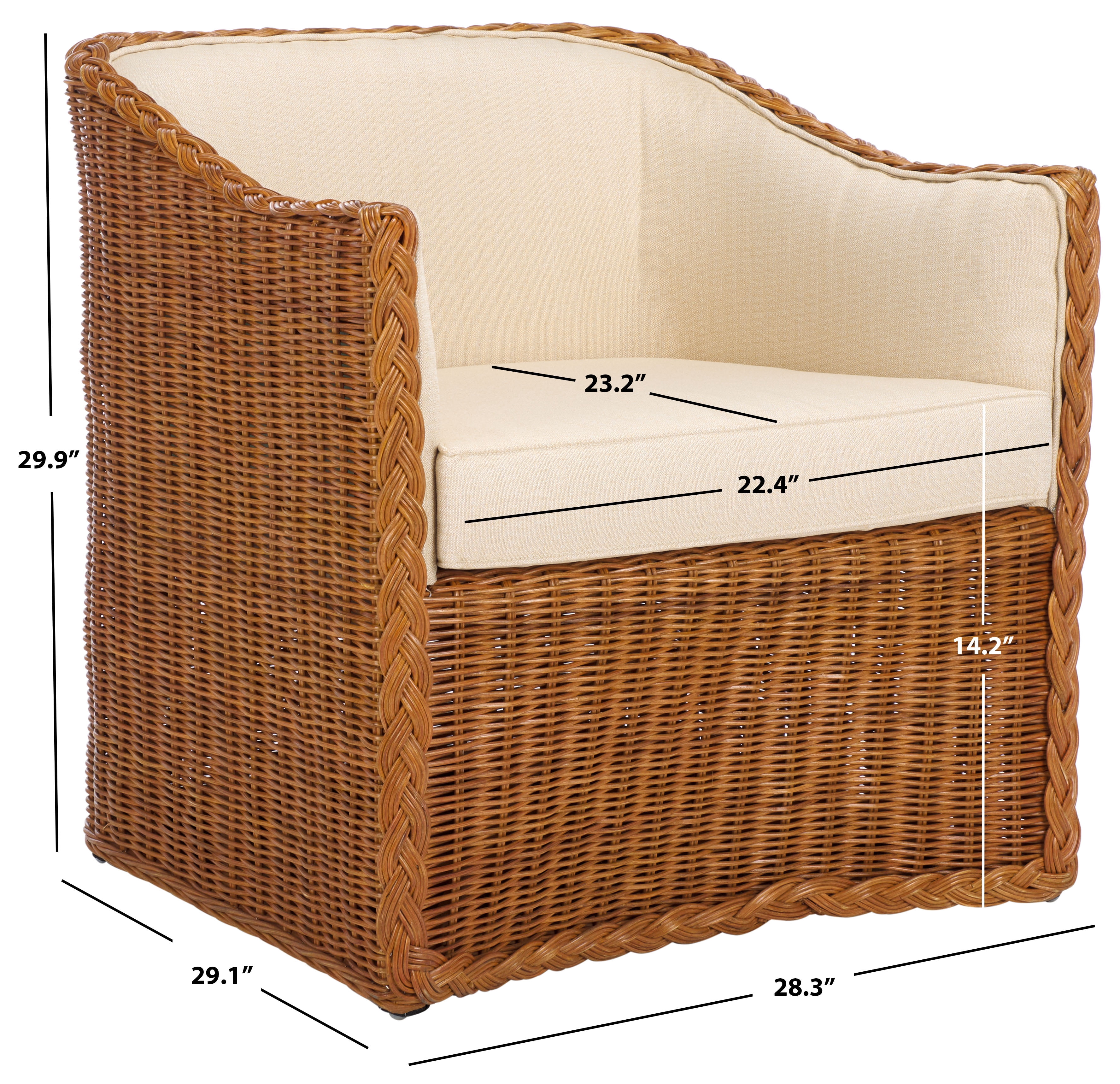 Safavieh Couture Sharon Rattan Coastal Accent Chair, Natural/Beige