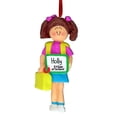thumbnail image 2 of First Day of School Girl - Brown Hair - Personalized Christmas Ornament - Kindergarten - Preschool - Perfect Stocking Stuffer - Great Gift Ideas, 2 of 2