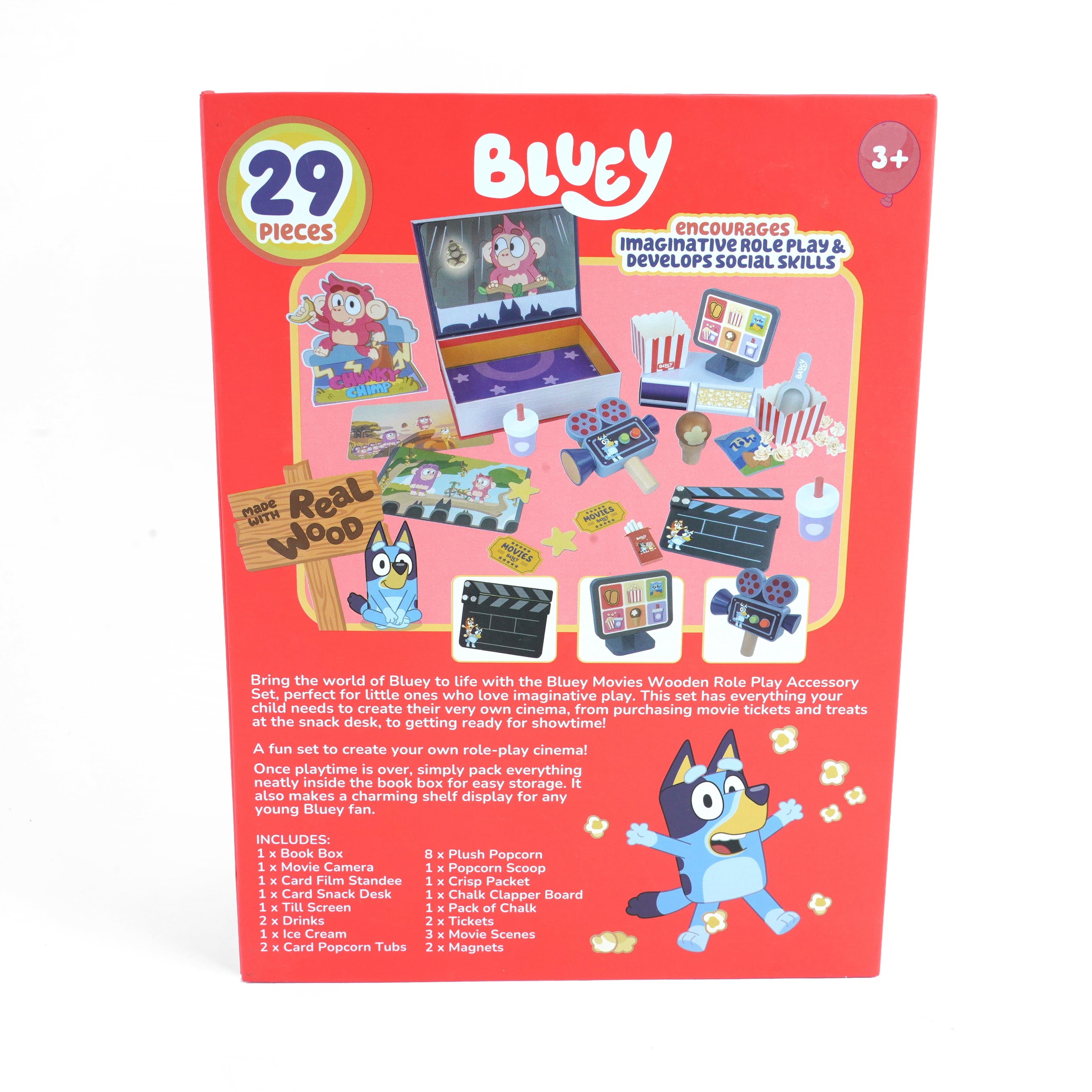 Bluey Movies Wooden Role Play Children's Book, Perfect for Little