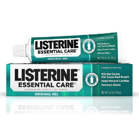 Listerine Essential Care Toothpaste Powerful Mint Gel Removes Stains 4.2 oz