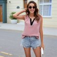 thumbnail image 5 of Womens Pleated Tank Tops V Neck Casual Sleeveless Blouses Summer Basic Vest Shirt Pink S, 5 of 9