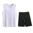 thumbnail image 4 of Conjunto Deportivo de los Hombres, Moda Casual de Color Sólido Cuello en V sin Mangas de Elasticidad Superior para el Desgaste Al Aire Libre, Traje Atlético de Humedad, 4 of 5