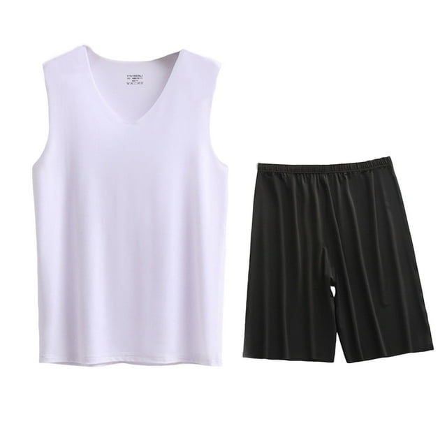 Conjunto Deportivo de los Hombres, Moda Casual de Color Sólido Cuello en V sin Mangas de Elasticidad Superior para el Desgaste Al Aire Libre, Traje Atlético de Humedad