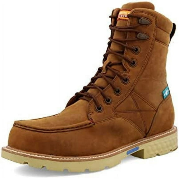 Twisted X Men's 8" Work Boot, Distressed Saddle & Distressed Saddle, 10 W
