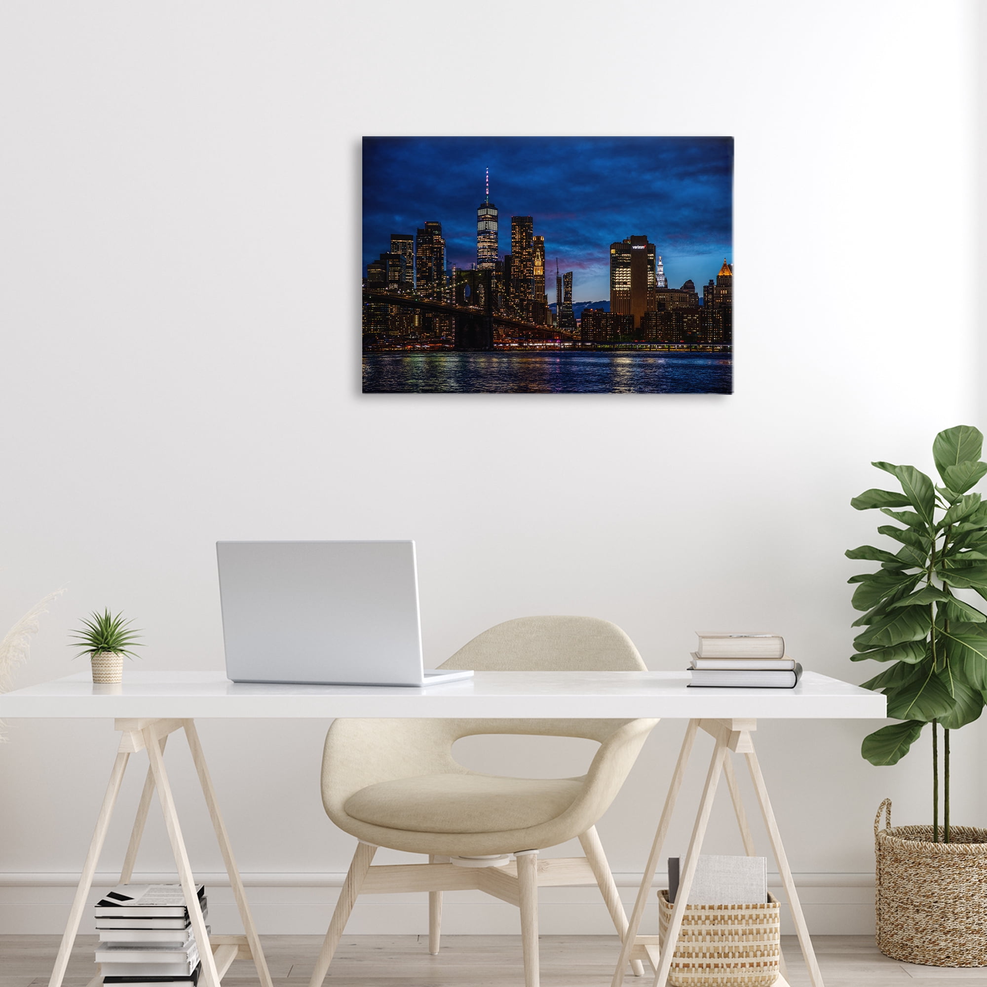 Stupell Industries Brooklyn Bridge at Night Canvas Wall Art, design by Tim West