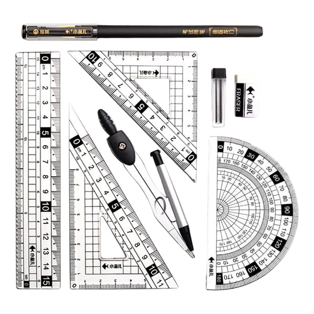 Abbracc Geometry Math Ruler Triangle Ruler Straight Ruler for Measuring Black