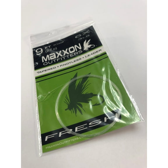 Leader 6X, 9ft, Clear Nylon Tapered Leader w/Loop
