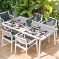 thumbnail image 2 of Grey Christmas Table Cloths for 3 Foot Rectangle Tables, Snowman Snowflake Winter Birds Patio Waterproof Elastic Fitted Tablecloths, Washable Rectangular Table Cover for Camping, 2 of 8