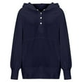thumbnail image 3 of Otvok Autumn Tops Womens Solid V-Neck Long Sleeve Loose Pockets Hooded Sweatshirts, 3 of 6