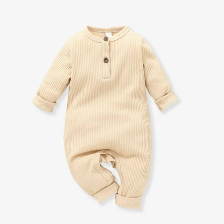 

PatPat Newborn Unisex Long Sleeve Basic Ribbed Romper Soft Cotton Jumpsuit Bodysuit with Snap Cute Boys Girls Outfits Infant Romper Outfits Summer Comfy One-Piece Coverall Pajamas 0-12 Month
