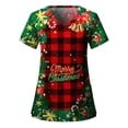 thumbnail image 2 of Camiseta de enfermera navideña, uniforme de enfermera para mujer, estampado de alce de dibujos animados, manga corta, bolsillo, uniformes médicos de enfermería, Harajuku, 2 of 5