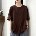 thumbnail image 2 of LNWUY Womens Tops Dressy Casual Half Sleeve Shirts Summer Shirts Crew Neck Loose Fit Blouses Business Work Tee Outfits Brown XL, 2 of 5