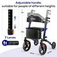 thumbnail image 6 of COSYWILL Walkers for Seniors,Foldable Rollator Walker with Seat,Mobility Walkers with 10" Big Wheels, Adjustable Handles and Backrest Height,Blue, 6 of 11