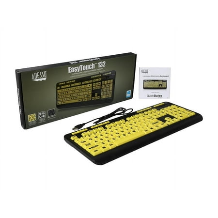 Adesso - Luminous AKB-132UY Full-size Wired Membrane Keyboard - Black/Yellow