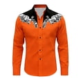 thumbnail image 4 of Western Cowboy Dress Shirts for Men Carnival Long Sleeve Button Down Lapel Top Casual Stylish Comfortable Mens Shirt Orange XXL, 4 of 4