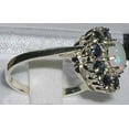 thumbnail image 3 of LBG 925 Sterling Silver Natural Opal and Sapphire Womens Cluster Ring - Size 9.75, 3 of 5
