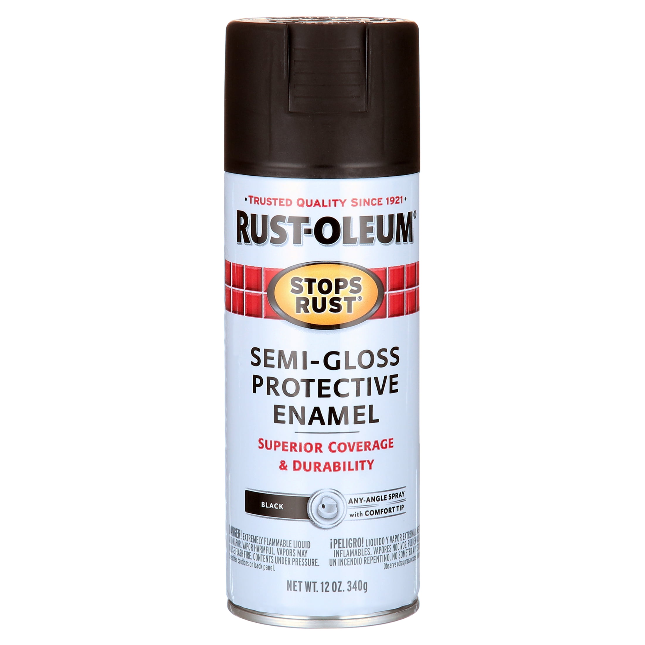 Black, Rust-Oleum Stops Rust Semi-Gloss Protective Enamel Spray Paint-7798830, 12 oz
