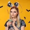 thumbnail image 5 of Diadema de Halloween con purpurina plateada y lentejuelas de calavera, cinta para el pelo con oropel de aluminio para fiesta de Halloween, 5 of 5
