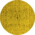 thumbnail image 1 of Ahgly Company Machine Washable Indoor Round Oriental Yellow Traditional Area Rugs, 7' Round, 1 of 4