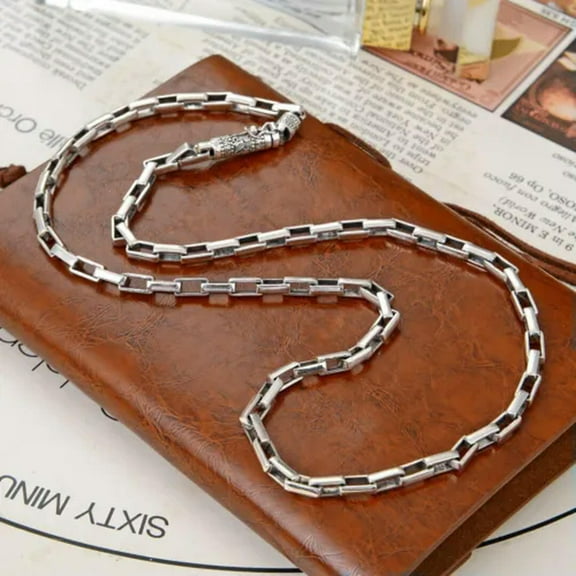 K-KED Real S925 Sterling Silver Chain Women Men 5mm Square Cable Link Necklace -22in-42-44g