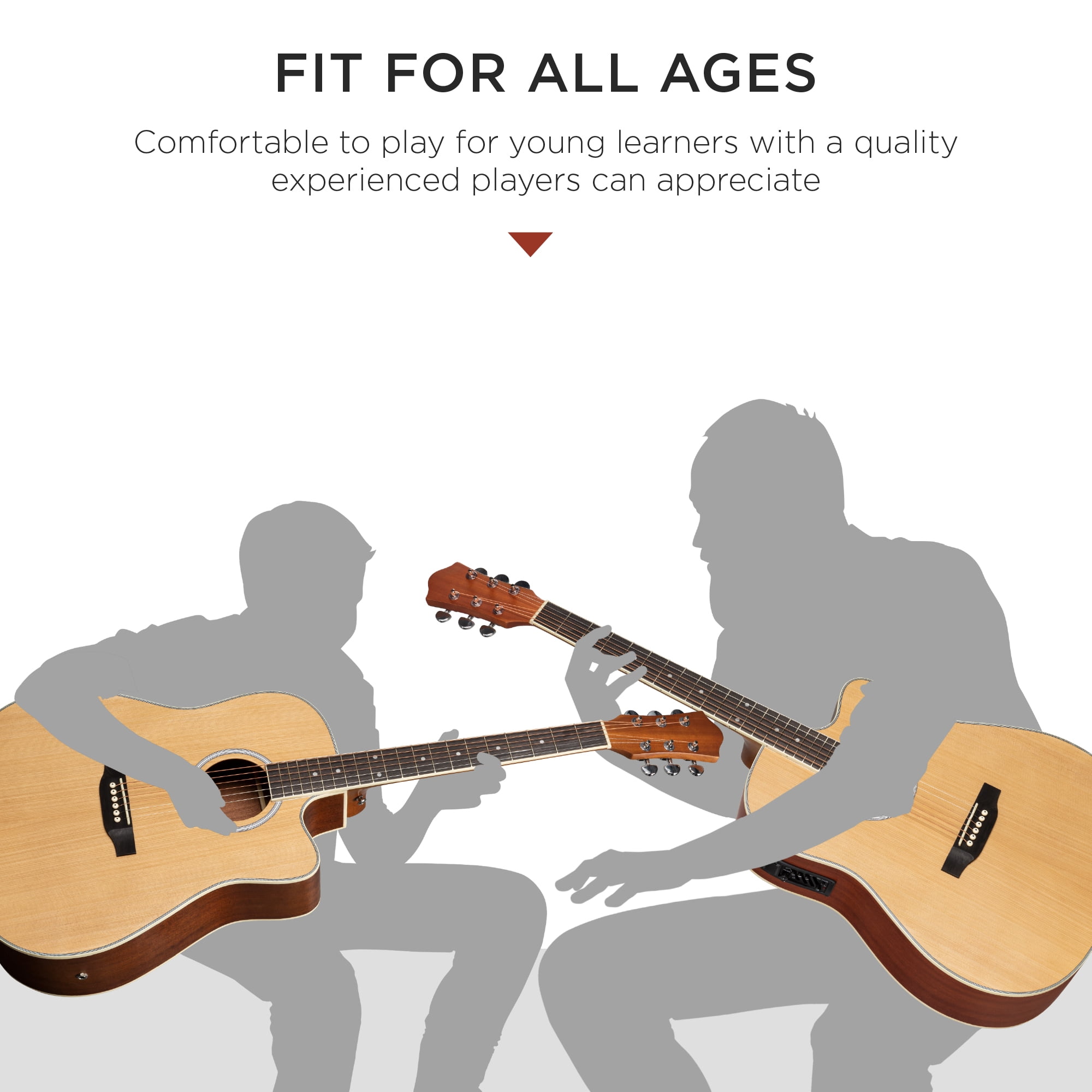 Best Choice Products Beginner Acoustic Electric Guitar Starter Set 41in w/ All Wood Cutaway Design, Case - Natural