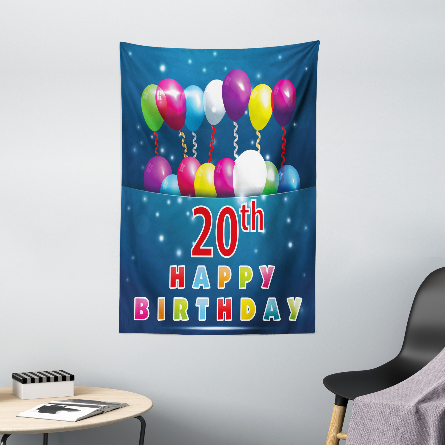 20th Birthday Decorations Tapestry, Sweet 20 Birthday Party with ...