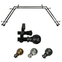 Sonja 13/16" Double Bay Window curtain rod Adjustable 20"-36", 38"-72" - Black,(ABay-17-2D)