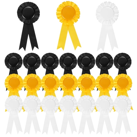 Uxcell Award Ribbons, Winner Recognition Ribbon Participation Medal Ribbon for Competitions Yellow, Black, White