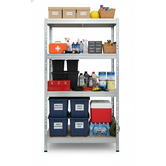 AR Shelving Versatile Customizable Storage Collection for Garage, Home and Office 35"x71"x18" 4-Tier Metal Shelf 2000 lb Galvanized Finish