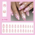 thumbnail image 6 of French Tip Press on Nails Hot Pink glue on nails Medium Length Almond Nails Press on False Nails with Glue Fake Nails with Designs Glitter for Nails Full Cover Glossy Acrylic Stick on Nails for Women, 6 of 8