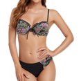 thumbnail image 2 of Traje de baño tankini con lazo, estampado floral para mujer, ribete de volantes, traje de baño dividido, conjunto de bikini con parte superior y parte inferior, acabado de lujo, 2 of 6