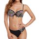 thumbnail image 1 of Traje de baño dividido en rosa y negro con ribete de volantes y braguita de tiro bajo, talla L Conjunto de tankini con lazo y estampado floral, 1 of 6