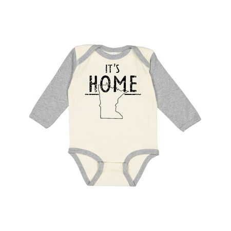 

Inktastic It s Home- Minnesota State Outline Distressed Text Gift Baby Boy or Baby Girl Long Sleeve Bodysuit