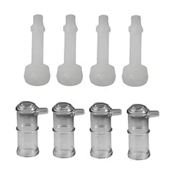 Melasty Dwarf Goat Milker Shell & Liners - 4PC Set for Nigerian Dwarf & Sheep - Clear Shell, Silicone Inflation - Milking Machine Parts