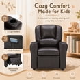 thumbnail image 5 of Snugway Kids Recliner Chair, Faux Leather Toddler Armchair with 2 Cup Holders & Side Pocket, Brown, 90lbs Capacity for 1+ Years Old, 5 of 10