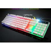 Kiplyki USB Wired Gaming Keyboard with Colorful Crack LED Backlit, Rainbow