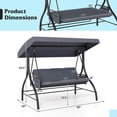 thumbnail image 3 of Costway 3-Seat Patio Swing with Canopy with Removable Cushions & Side Pockets Stand Gray, 3 of 11