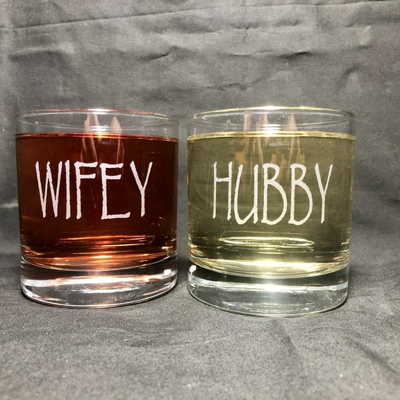 Rock Glass set Wifey Hubby 10 oz