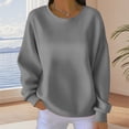 thumbnail image 2 of ManxiVoo Chandail en Molleton Basique à Col Rond pour Femmes Manches Longues Chandail-Over Polyvalent Confortable pour Usage Quotidien Taille G Gris, 2 of 9