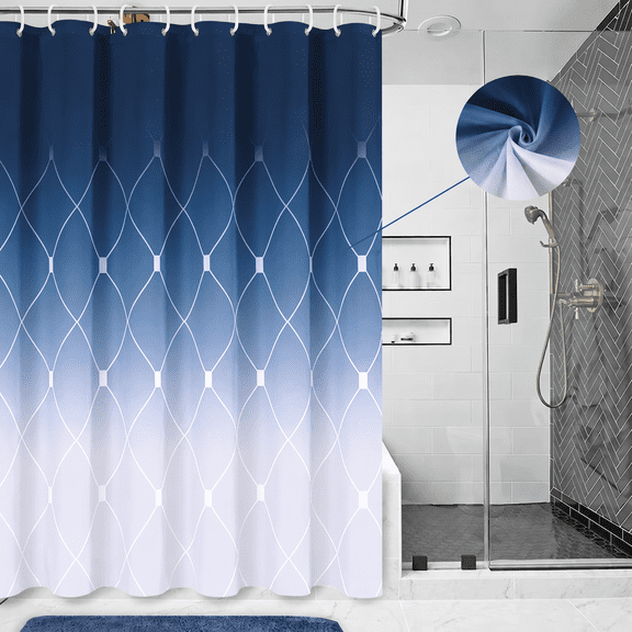 Navy Blue Ombre Modern Shower Curtain, 72” x 72” Water Repellent