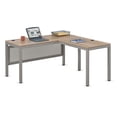 thumbnail image 3 of At Work Reversible Corner LShaped Desk  60"W x 60"D Warm Ash Laminate/Brushed Nickel Painted Steel Frame, 3 of 7