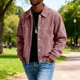 thumbnail image 4 of Men's Minimalist Solid-Colored Casual Long-Sleeve Button Jacket, Pink, M, 4 of 5