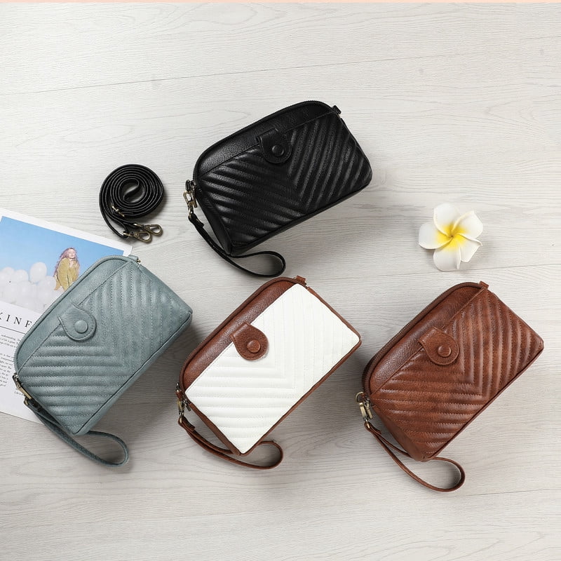 GAEKEAO Crossbody Bags for Women Leather Shoulder Purse Cross Body Bag Handbag with Wristlet Top Zipper