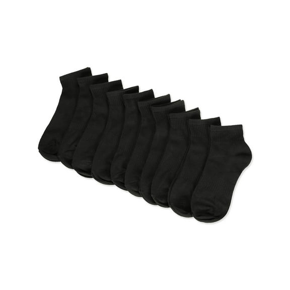 MeMoi 10 Pair Women's Ribbed Solid Color Quarter Socks - Womens - Female, One Size, Black