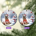 thumbnail image 2 of Hello Winter German Shepherd Football Snowman Welcome Snowy Morning Ceramic Round Ornament Alsatian Dog Lover Gifts Home Tree Decor - 01012, 2 of 5