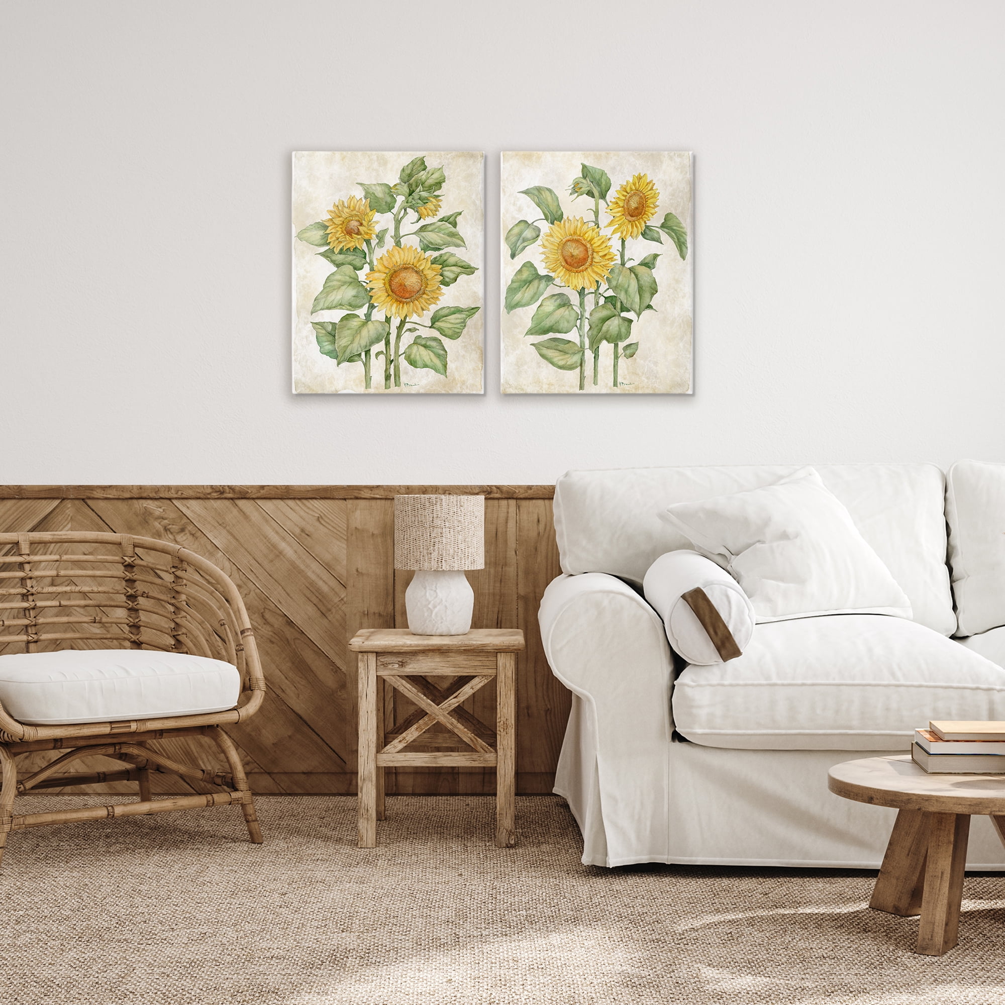 Stupell Industries Floral Journal Sunflower Studies 2 Piece Canvas Wall Art Set, design by Paul Brent